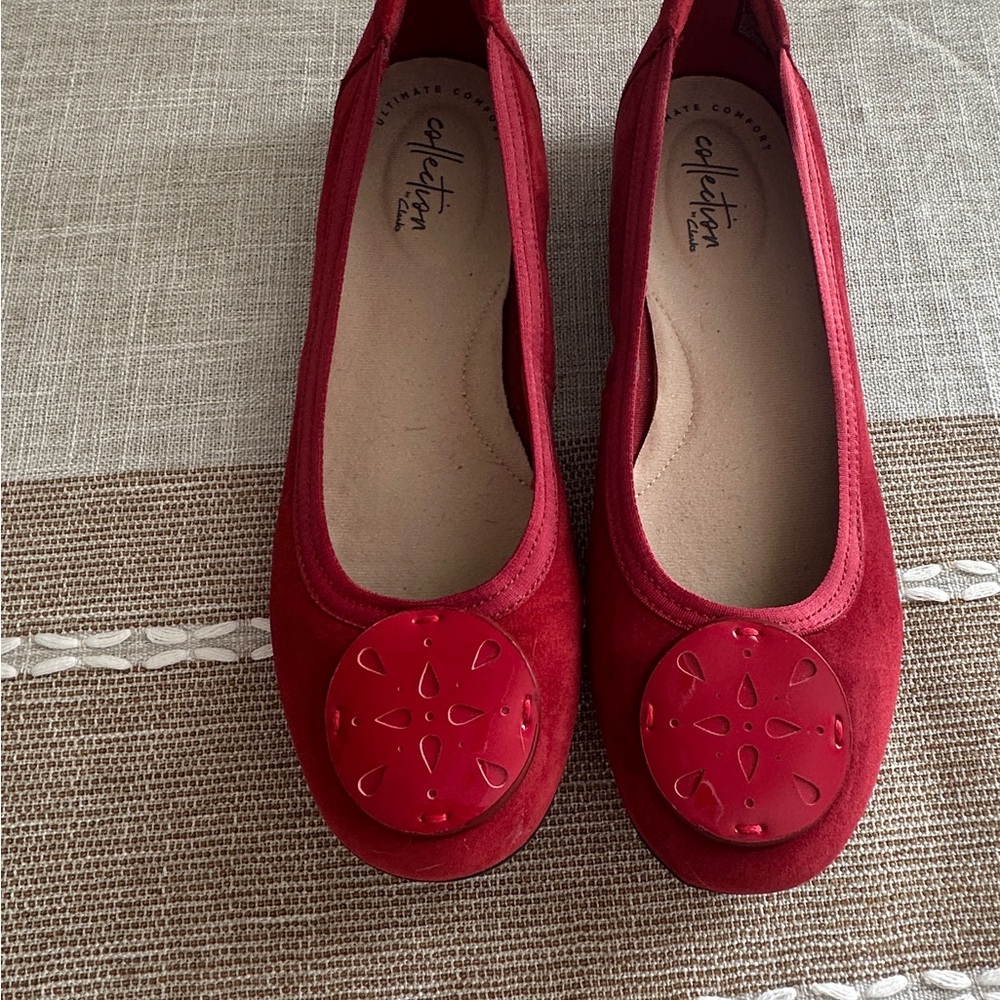 Clark’s Leather Candra Flats Red